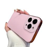 UJNHGQ Funda Fina Mate de Moda para iPhone 11 12 13 14 15 16 Pro MAX iPhone 15 Pro 16ProMax Protector de Lente de Vidrio Cubierta de Parachoques enchapada, Rosa, para iPhone 16 Pro