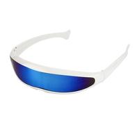 UJNHGQ Gafas de sol con protección UV400 y lentes de espejo para disfraz de hombre, color blanco y azul, talla 1