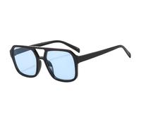 UJNHGQ Gafas de sol cuadradas de estilo aviador para mujer y hombre, montura grande, estilo Ins, color negro, protección UV400, color negro y azul.