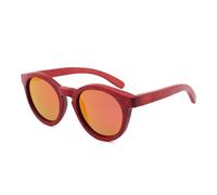 UJNHGQ Gafas de sol de madera de bambú con protección UV 400 para mujer y hombre, gafas de sol polarizadas para conducir en coche, diseño naranja, estuche redondo de bambú C