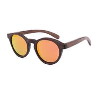 UJNHGQ Gafas de sol de madera de bambú para mujer y hombre, gafas de sol polarizadas vintage, naranja, estuche redondo de bambú C