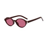 UJNHGQ Gafas de sol ovaladas vintage para mujer, gafas de sol redondas retro a la moda con remaches vintage, rojas, solo 1 pieza de gafas de sol.