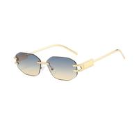 UJNHGQ Gafas de sol sin marco de metal, modernas, para mujer, de alta gama, con protección solar para exteriores, doradas, azules y amarillas, 1