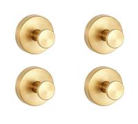 UJNHGQ Gancho de ventosa de acero inoxidable Gancho autoadhesivo Montaje en pared Gancho para bata de baño Ganchos reutilizables Ganchos de vidrio para baño, 4 piezas Oro cepillado, 1