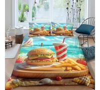 UJSDVNNJJ Fast-Food-Style Funda Edredon Microfibra 3 Piezas Impresión 3D Cierre de Fast-Food-Estilo Funda de Edredón Fundas de Almohada Antialérgica Transpirable for Ancianos Super King（260x220cm）