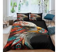 UJSDVNNJJ Native American Inspired Funda Edredon Microfibra Suave 3 Piezas Estampado 3D Native American Inspired Funda de Edredón con Funda de Almohada Transpirable for Ancianos Single（135x200cm）