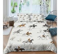 UJSDVNNJJ Ranch Life Style Funda de Edredón Microfibra Suave 3 Piezas Estampado 3D Rancho Life Estilo Funda Edredon con Fundas de Almohada Antibacteriana Transpirable for Familia Single（140x200cm）