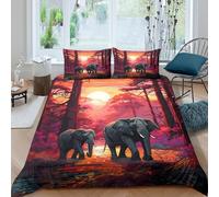 UJSDVNNJJ Surreal Forest Sunset Funda Edredon Microfibra Suave 3 Piezas Estampado 3D Surreal Bosque Atardecer Funda de Edredón con Funda de Almohada Transpirable Lavables for niña Single（140x200cm）