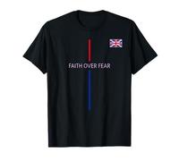 UK Faith Over Fear Brit Christian Reino Unido Bandera Colores Camiseta