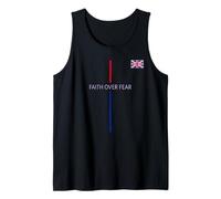 UK Faith Over Fear Brit Christian Reino Unido Bandera Colores Camiseta sin Mangas