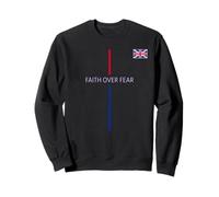 UK Faith Over Fear Brit Christian Reino Unido Bandera Colores Sudadera