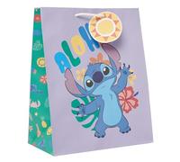 UK Greetings Bolsa de regalo grande de Disney Stitch para ella/niña, bolsas de fiesta para regalos, cumpleaños, bodas, día de la madre, diseño morado, 26,7 x 33 x 13,7 cm