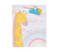 UK Greetings | Bolsa de regalo grande para bebé o niña | Bolsas de fiesta para regalos | Cumpleaños/bodas/Navidad | Bonito diseño de jirafa | 10.5 x 13.4 x 5.4 pulgadas