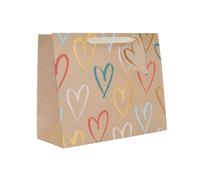 UK Greetings Bolsa de regalo grande para ella/amiga, para Navidad, cumpleaños y otros eventos, diseño de corazones de papel kraft
