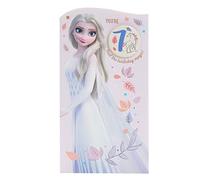 UK Greetings Disney - Tarjeta de 7º cumpleaños para ella/niña con sobre, diseño de Frozen con Elsa