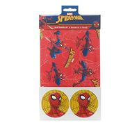 UK Greetings El paquete de papel de regalo de Spider-Man de Marvel contiene 2 hojas y etiquetas de papel de regalo