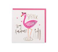 UK Greetings Kindred Stay Fabulous Flamingo - Tarjeta de cumpleaños para hermana, 159 x 159 mm