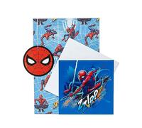 UK Greetings Marvel - Paquete múltiple de papel de regalo, tarjeta y etiqueta para él/niño, diseño de Spider-Man
