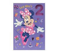 UK Greetings Tarjeta de 2º cumpleaños para niñas, tarjeta de cumpleaños de Minnie Mouse, tarjeta de cumpleaños de 2 años, tarjeta de cumpleaños de Disney, multicolor (698237-0-1)