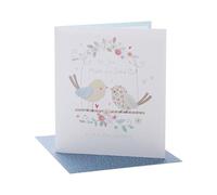 UK Greetings Tarjeta de aniversario de boda para mamá y papá, feliz aniversario, ella/él, diseño de pájaros, con sobre, 165 x 190 mm