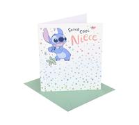 UK Greetings - Tarjeta de cumpleaños de Disney Lilo & Stitch para sobrina, regalos de feliz cumpleaños, para ella, niñas, mujeres, diseño de puntada, con sobre, 6.25 x 7.25 pulgadas