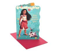 UK Greetings Tarjeta de cumpleaños de Disney Moana para nieta, regalos de feliz cumpleaños, ella, niñas, mujeres, nieta Moana, con sobre, 13,7 x 21 cm