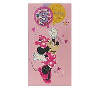 UK Greetings Tarjeta de cumpleaños de Disney para ella/niña con sobre, diseño de insignia con Minnie Mouse, 121 mm x 229 mm