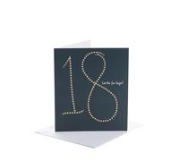 UK Greetings Tarjeta de cumpleaños número 18 para él/ella/amigo, diseño de estrellas de lámina dorada, blanco, 159 mm x 184 mm