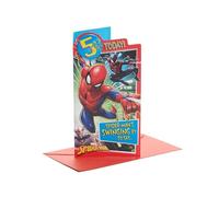 UK Greetings Marvel - Tarjeta de 5º cumpleaños para él/niño con sobre, diseño de insignia, con Spider-Man