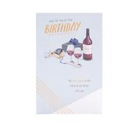 UK Greetings Tarjeta de cumpleaños para él/amigo, diseño de reloj y vino, gama Thinking of You