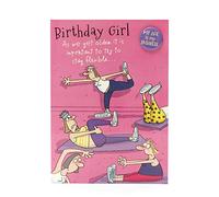 UK Greetings Tarjeta de cumpleaños para ella/amiga, diseño de yoga, amarillo, 127 mm x 178 mm