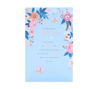 UK Greetings Tarjeta de cumpleaños para ella/amiga, diseño floral rosa y azul, gama Thinking of You