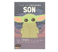 UK Greetings Tarjeta de cumpleaños para hijo, regalo de feliz cumpleaños, para él, niños, hombres, diseño de bebé Yoda/Grogu, con sobre, 155 x 235 mm