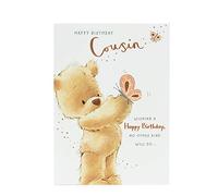 UK Greetings Tarjeta de cumpleaños para primos, diseño de oso de peluche, dorado, 140 x 195 mm