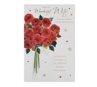 UK Greetings Tarjeta de Navidad para esposa, diseño floral rojo