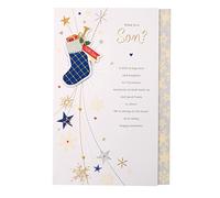 UK Greetings Tarjeta de Navidad para hijo, diseño de calcetín azul