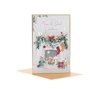 UK Greetings Tarjeta de Navidad para mamá y papá, diseño de chimenea