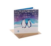 UK Greetings Tarjeta de Navidad para marido, adorable diseño de pingüinos