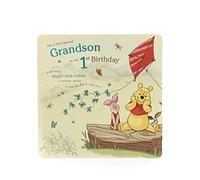 UK Greetings Tarjeta de primer cumpleaños para nieto, tarjeta de cumpleaños para niño de 1 años, tarjeta de cumpleaños de Disney para nieto, bonito diseño de Winnie the Pooh