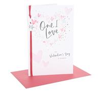 UK Greetings Tarjeta del día de San Valentín para una persona con la frase "I Love You", con texto en inglés "I Love You", para ella/él, diseño de corazones, con sobre, 19,4 x 29,5 cm