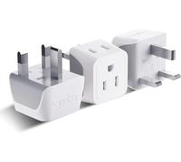 UK, Hong Kong, Ireland Travel Adapter Plug by Ceptics - USA Input - Type G - Safe Grounded Perfect for Cell Phones, Laptops, Camera (3 Pack) - Dual Inputs - Ultra Compact - Light Weight (CT-7)