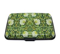 UK Phoenix Portatarjetas de crédito para mujer, protector sin contacto, carnet de conducir, funda de aluminio ligero, protector duro, bloqueo de señal, protección contra robo, fundas de mujer a la moda, Verde - William Morris, Hold 6 Cards, Clásico