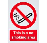 UK Safety Store PRS.01W-RP - Señal de plástico rígido (150 x 200 mm), diseño con texto en inglés "This Is A No Smoking Area"