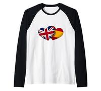 UK Spain Flag Men Women British Spanish Love Camiseta Manga Raglan