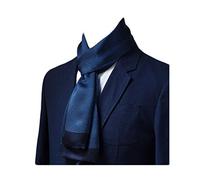 UK_Stone Bufanda de seda 100 % para hombre, patrón vintage, patrón trenzado #2 azul oscuro, talla única
