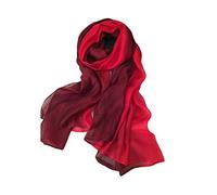 UK_Stone Mujer 40% Seda de Mora 60% algodón Color de Degradado Bufanda Wrap Estolas Chales(Rojo)