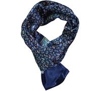 UK_Stone Pañuelo de 100% seda con estampado de cachemira y flores para el cuello, bufanda para hombre, azul, 28 cm x 160 cm