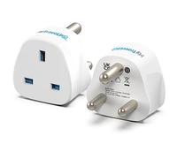 UK To South Africa Plug Adapter (paquete de 2) | 2 adaptadores de viaje MyTravelPal® Sudáfrica | Para su uso en SA, Namibia, Swazilandia, Bután, Botswana y más | Adaptador de viaje tipo M