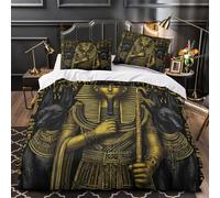 UKAWEGKKD Faraón del Antiguo Egipto 3D Impresión Edredón Funda 3pz Microfibra Resistente Estilo de Arte mítico Funda de edredón 2 Fundas Ligera Decoración habitación niños Super King（260x220cm）