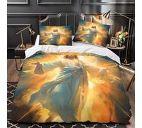 UKAWEGKKD Jesús Cristo 3D Impresión Edredón Funda 3pz Microfibra Ligera espiritualidad Divina Funda de edredón 2 Fundas Lavable a máquina Adolescentes Adultos Double（200x200cm）
